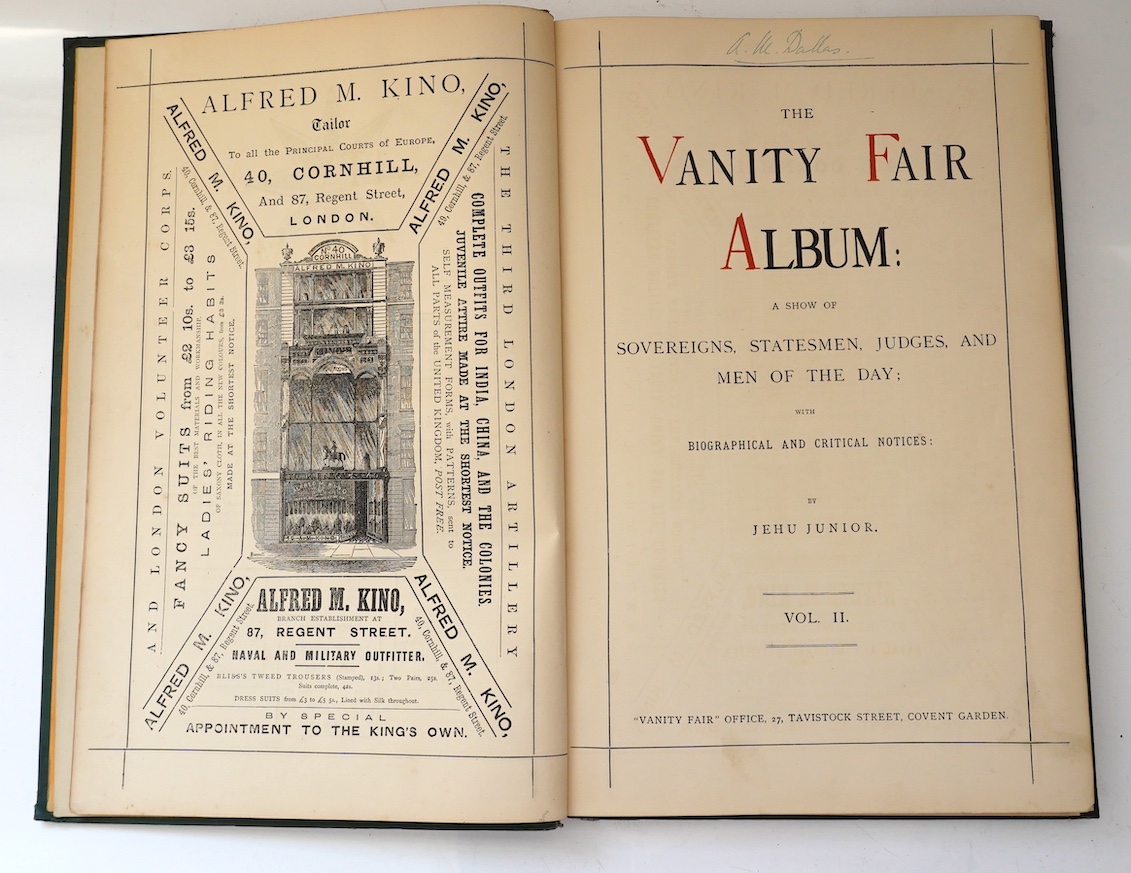 The Vanity Fair Album ... with biographical and critical notes. (Edited) by Jehu Junior (i.e. Thomas Gibson Bowles). vol.II - with 52 (ex. 53) chromolithographed plates (by 'Ape', i.e. Carlo Pellegrini & Others); publish